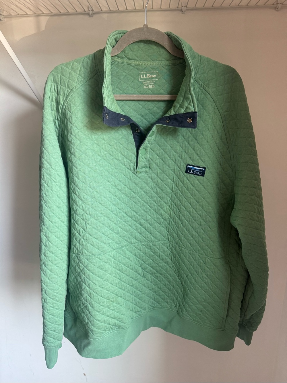 L.L. Bean Men’s Quilted Snap-Placket Pullover – Green